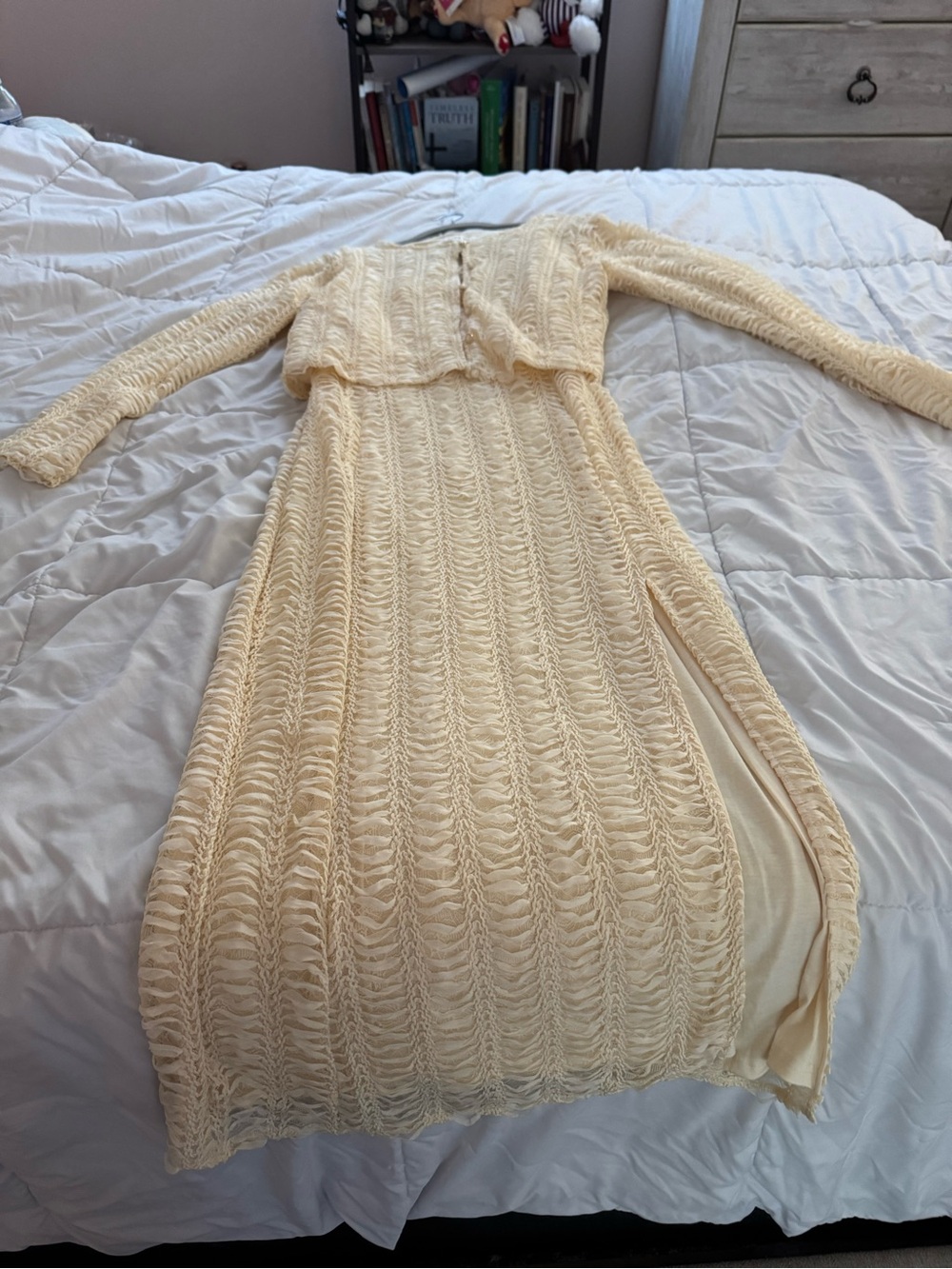 Just Me Cream Knit Long Sleeve Two-Piece Dress